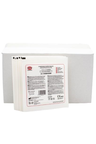 Comprimidos estériles de gasa 100% algodón hidrófilo 10 x 10 cm (100 bolsas) – Para apósitos de uso profesional o doméstico, 25 capas