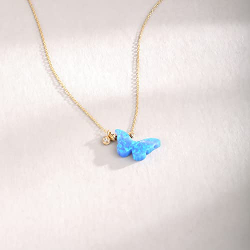 Gelin 14k Gold Diamond Butterfly Opal Necklace for Women4