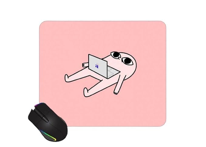 Image of Cute Mouse Pad - Printed Mousepad with Anti-Slip Rubber Base & Smooth Mouse Control for Laptop, Gaming, Notepad, Desktops (Lazy Lying Down)