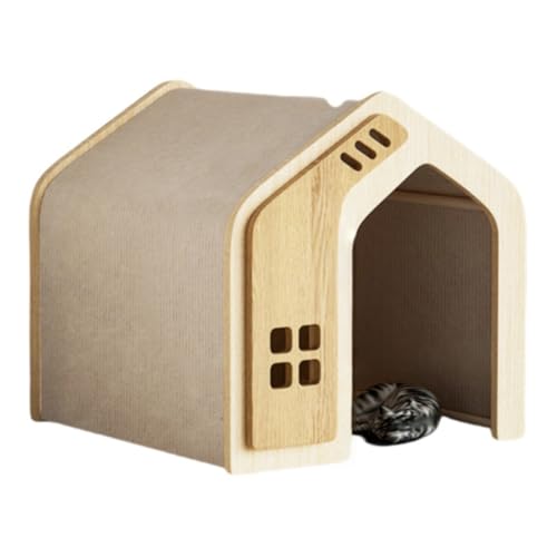 NYHGOXM 実木製ペットハウス 猫 犬 兼用 広々空間 360度通気性 簡単組立 室内/屋外用 多頭飼い対応 天然木の無臭デザイン (非常に厚い天井,58×67×58cm)