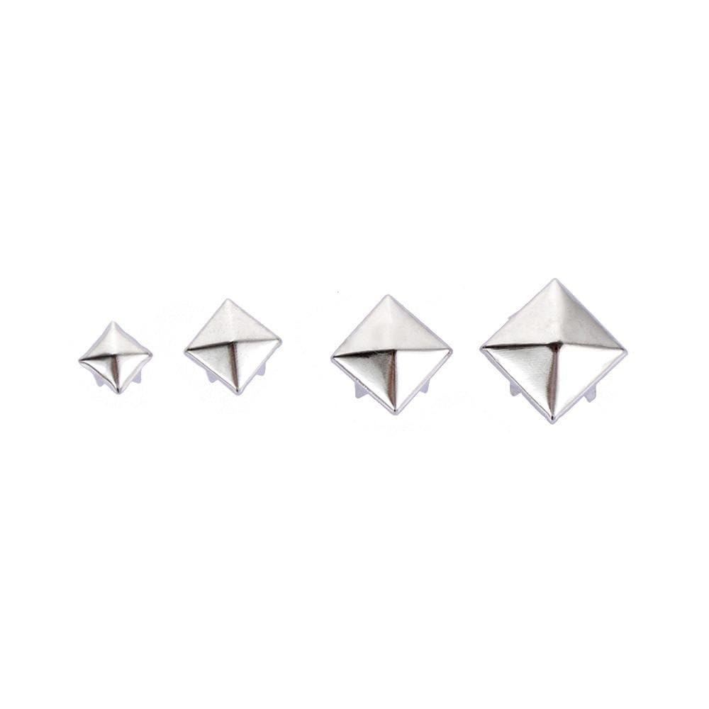 Weddecor 6mm Pyramid Shape Spike Square Studs Prong Rivets For Decorating Belts, Bags, Shoes, Leathercrafts, Punk & Goth Fashion Accessories, Silver, 100pcs