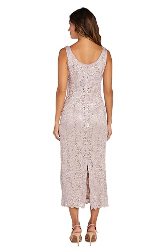 R&M Richards Womens 2-Piece Glitter Lace Jacket Dress W/Scalloped Trim for Formal & Cocktail Events.4