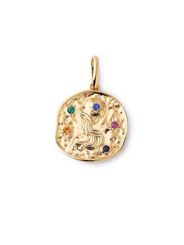 SINGULARU - Charm Organic Colors Zodiaco. Colgante en Latón con Acabado Baño de Oro de 18Kt. Charm Combinable con Collar. Joyas para Mujer. Acuario