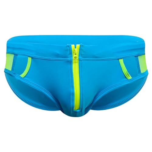 Pantalón Hombre Sexy Calzoncillos de Malla Cortada en la Parte Delantera con Cierre Claro