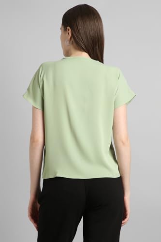 Image of Van Heusen Women's Polyester Regular Fit Half Sleeve V Neck Formal Top