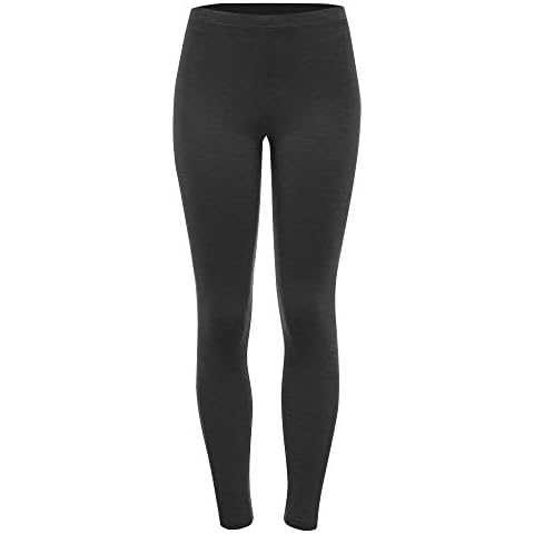 FashionMille Women's Solid Basic High Waisted Elastic Jersey Full Length Leggings Pant - grey - Large Cover