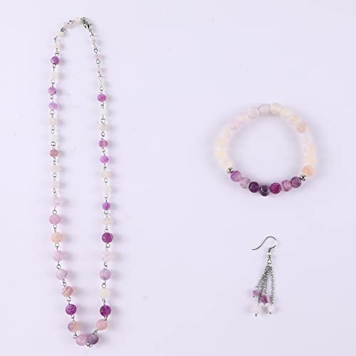 101Pcs Natural Frosted Purple Agate Beads For Jewelry Making Matte Gemstone Unpolished Strand Round Loose Stone Beads For Bracelets Necklace Earring Making For Women(Mixed Size 4Mm,6Mm,8Mm) #TOP4