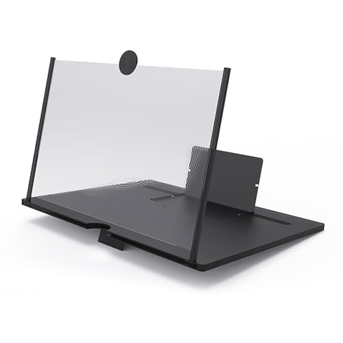 スタンド 拡大鏡 16インチ スマホ拡大鏡ホルダー HD 5倍 3D 携帯 スクリーン拡大器 引き出し 疲労軽減 スマホ画面拡大 軽量 スタンド折り畳み式 多機能調節可能 ブラック