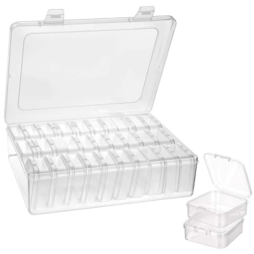 Image of DIVINA VITAE 62pc Small Bead Organizers & Storage Box, Clear Plastic, Hinged Lids, Waterproof, 60 Compartments, Jewelry Making, Crafts, Hardware