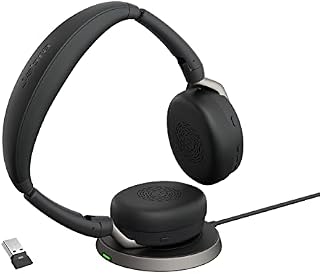 Jabra Evolve2 65 Flex bezprzewodowy zestaw słuchawkowy stereo z Bluetooth, technologia redukcji szumów Jabra ClearVoice i Hybrid ANC, współpracuje ze wszystkimi wiodącymi platformami UC, czarny