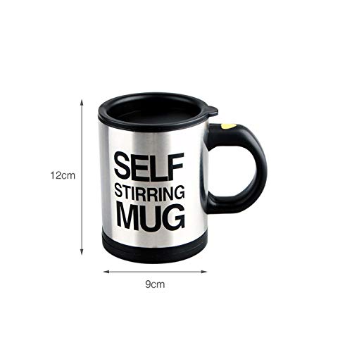Self Stirring Coffee Mug, Stainless Steel Electric Coffee Mug with Lid 450ml for Coffee Tea Hot Chocolate Milk and Cocoa (Black, Batteries Not Included) - Image 2