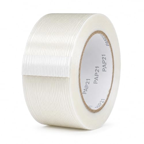 Image of GGR Supplies FIL-795 Fiberglass Reinforced Filament Strapping Tape - Heavy Duty Packing & Shipping Tape, Mono Directional, 2 in x 60 yds (5.5 Mil)