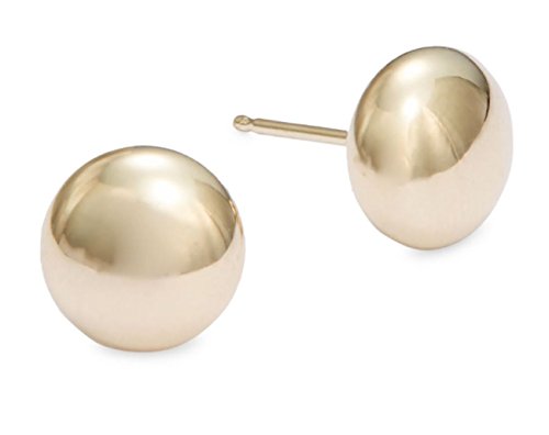 14K Yellow Gold Flat Button Ball Earring from 3mm to 10mm2
