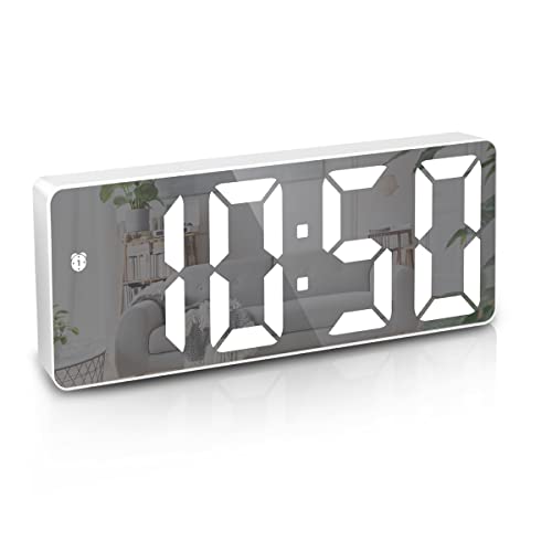 New Version Réveil numérique LED Horloge de table électronique avec affichage de la température, réveil de voyage, luminosité réglable, affichage 12/24H, enfants, plus âgés Cover