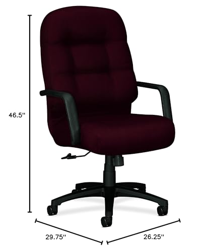 Image of HON Leather Executive Chair - Pillow-Soft Series High-Back Office Chair, Wine (2091SR11T)