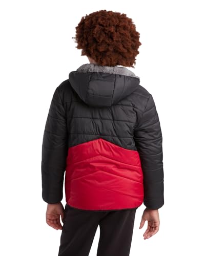 Image of Eddie Bauer Boys' Reversible Jacket - Waterproof Lightweight Fleece Lined Hooded Puffer Coat - Boys Outerwear Jacket (5-20)