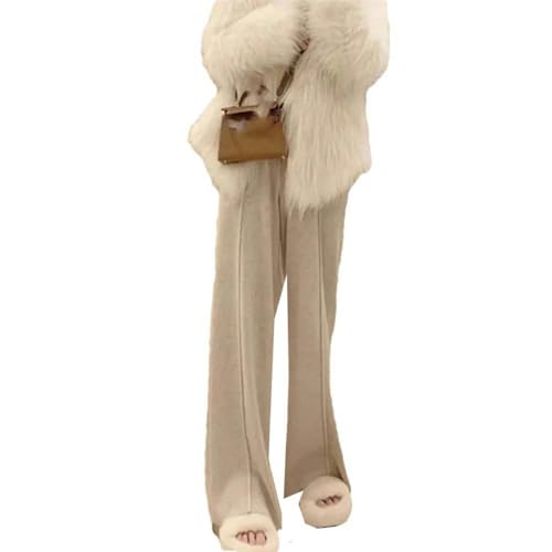 Pantalon large tricoté taille haute pour femme - Style décontracté de printemps et automne