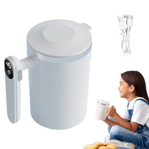 Taza de café con agitación automática | Taza magnética automática de cacao de 400 ml - Taza eléctrica de mezcla de chocolate caliente con pantalla LCD de temperatura | para viajes en casa, cacao, té