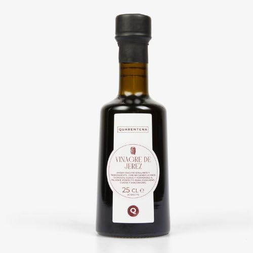 Quarentena. Vinagre de Jerez Quarentena. Botella de cristal. Color ámbar brillante y toque de vinos olorosos.
