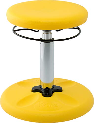 Image of Kore Kids Adjustable Wobble Stool, Ages 6-11, 14-19in Tall, Yellow | Flexible seating for classroom and home boosts focus, improves posture and channels energy; anti-tip base; Made in USA