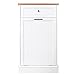 DLATRE Tilt Out Trash Cabinet 10 Gallon Kitchen Trash Can Holder Recycling Cabinet Laundry Hamper with Bamboo Cutting Board Hideaway Drawer Wooden with Added Countertop Space Keep Pets Out (White)