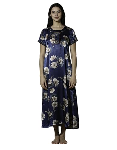 9shines Label Premium Satin Designer Nighty | Maxi for Women | Fu...