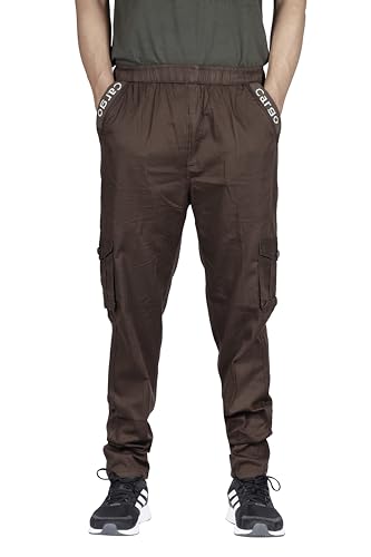 Image of KARTAVYA Cotton Cargo Track Pant for Men, Men's Regular Fit Track Pants Lower with Multi-Pockets & Side Pockets, Regular Fit for Men Track, Pajama for Men
