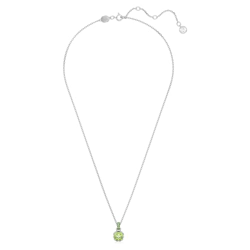 Swarovski Pendente Birthstone, Taglio Squadrato, Agosto, Verde, Placcato Rodio - 2