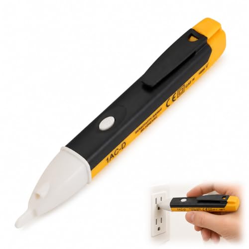 90-1000V Detector de tensión, Probador tensión 90 1000V CA, Comprobador Eléctrico Tipo Lápiz con Luz LED, Buscapolos Portátil para Enchufes, Cables, Fusibles e Interruptores, Tester de Corriente