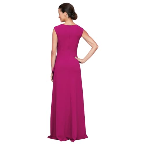 Image of Alex Evenings Women's Long Cascade Ruffle Sleeveless Gown with Leg Slit, Mother of The Bride Dress, Elegant Party Gown