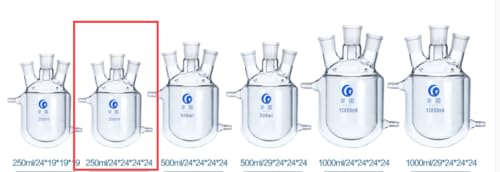 4-Necks Glass Jacketed Flask Reactor Vessel Double Layer 250ml 1 Piece