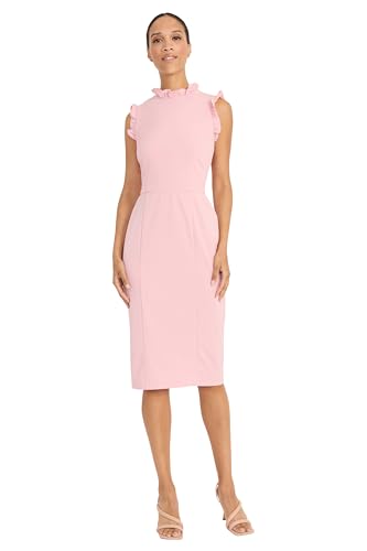 Image of Maggy London Womens Ruffle Neck and Armhole Sheath Dress
