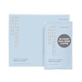 NuFACE Prep-N-Glow Facial Towelettes - 2-in-1 Exfoliating + Cleansing Makeup Remover Wipes, Hyaluronic Acid Travel Face Wipes to Hydrate & Brighten for Glowing Skin - 20 Individually Wrapped Cloths