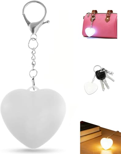 livager Purse Glow Heart Light Touch Sensing Purse Handbag Lights with Keychain Rechargeable for Women Girls Love Wallet Gift LED Lamp Small Portable Flashlight Bag Accessory White