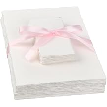 WEBEEDY 75 Sheets Water Color Paper 2 Sizes 140lb/300 GSM Textured Handmade Paper, 5x7 Inch Deckled Edge Cotton Watercolor Papers for Painting, Greeting Wedding Invitation Cards, 2x3.5 Inch
