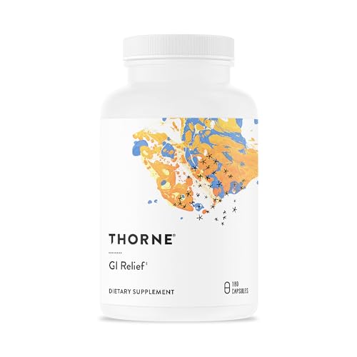 THORNE - GI Relief - Digestion Supplement - Supports Gut Health & Bloating Relief* - Formulated with Marshmallow Root Aloe Vera Gel DGL & Slippery Elm Bark - Third-Party Certified - 180 Capsules