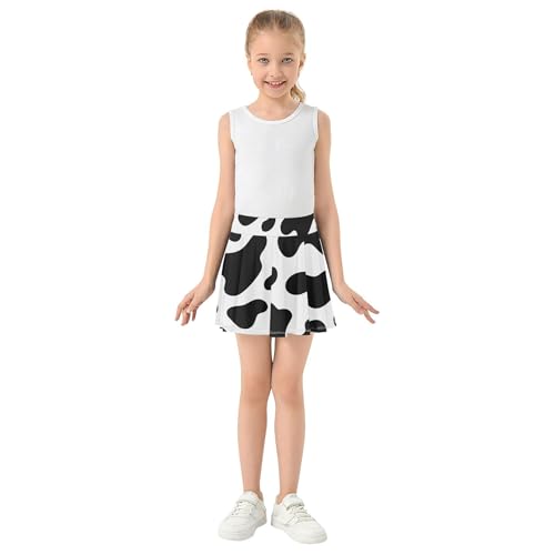 Girls' Shorts Athletic Skorts Tennis Skirts Kids Breathable Butterfly Black White Cow Print 3t3