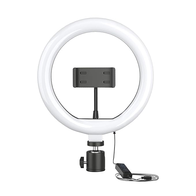 Basics 10-inch Ring Light | 3 Color Modes | 10 Brightness Settings | Compatible with All Smart Phones | Suitable for Vlogging YouTube Videos Photoshoots Live Streaming & More (Renewed)