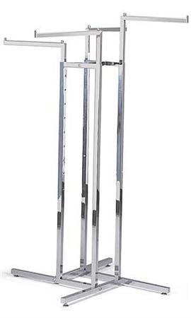 Chrome 4-way Clothing Rack - Straight Arms. Chrome Finish • Adjustable From 48