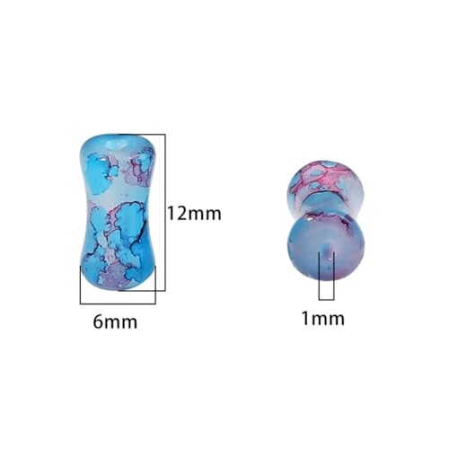 Pack of 100 6 x 12 mm Bamboo Shaped Glass Beads, Tube Beads - Image 2