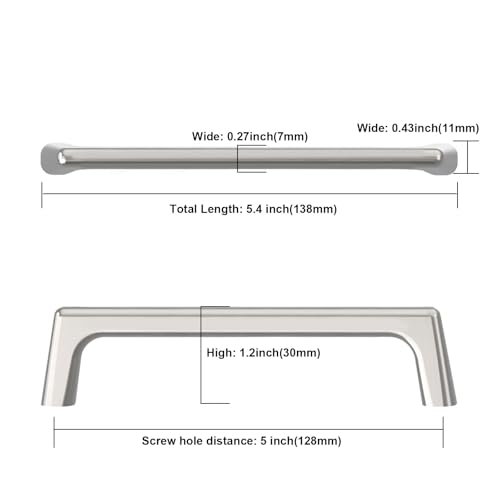 Image of Asidrama 10 Pack 5 Inch(128mm) Polished Chrome Cabinet Pulls Cabinet Handles Cupboard Handles Kitchen Cabinet Hardware for Cupboard Drawer Pulls