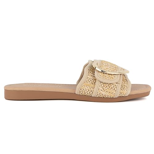 Image of Juicy Couture Women's Slide Sandals - Glitter Bling Open Toe Sparkle Flats - Dressy Summer Casual Footwear