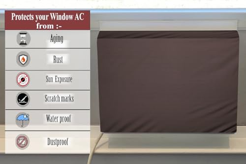 Image of The Furnishing Tree window ac cover suitable for Lloyd 1.5 Ton LW19A3N, Coffee Color Elastic fit Cover for front and rear Of Window Ac