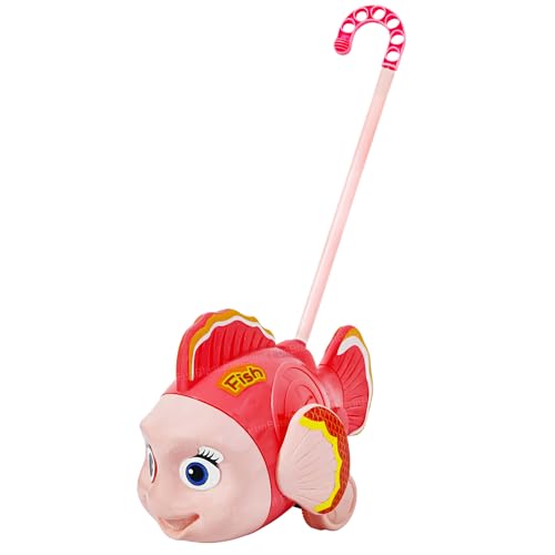 Image of FunBlast Pull Along Fish Toy for Kids - Push & Go Walking Toy, Early Learning Crawling Toys for Toddlers, Colorful Pull Toys for Boys & Girls (Multicolor) (Pink)
