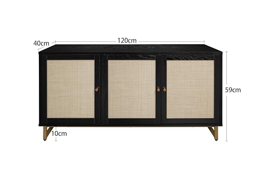 Buffet noir en rotin 120cm pour optimiser les petits espaces