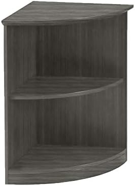 Mayline MVBQ2LGS Medina Quarter Round Corner Bookcase, 2 Shelf, Gray Steel Laminate