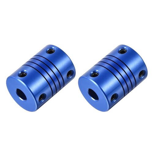 QUARKZMAN 2 Piezas Acoplamiento Flexible de Eje 6mm a 6mm，Acoplamiento Motor L25xD19 de Aleación de Aluminio con Tornillos para Impresoras 3D, Máquina CNC, Azul