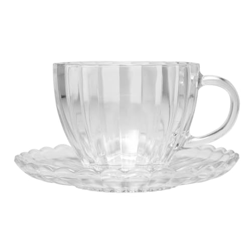 WOLFF - Conjunto 6 Xícaras de Chá de Vidro com Pires Pétala 200ml