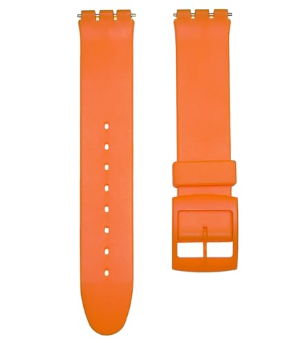 Timewheel 17mm Warm Color Series Replacement Watch Band Compatible for Standard Gents Swatch Watch (Orange)