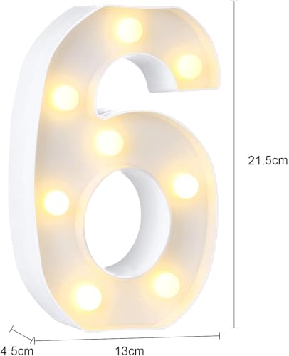 Image of LED Marquee Number Light Sign for Party Family Wedding Decor Walls Hanging (Number 6)